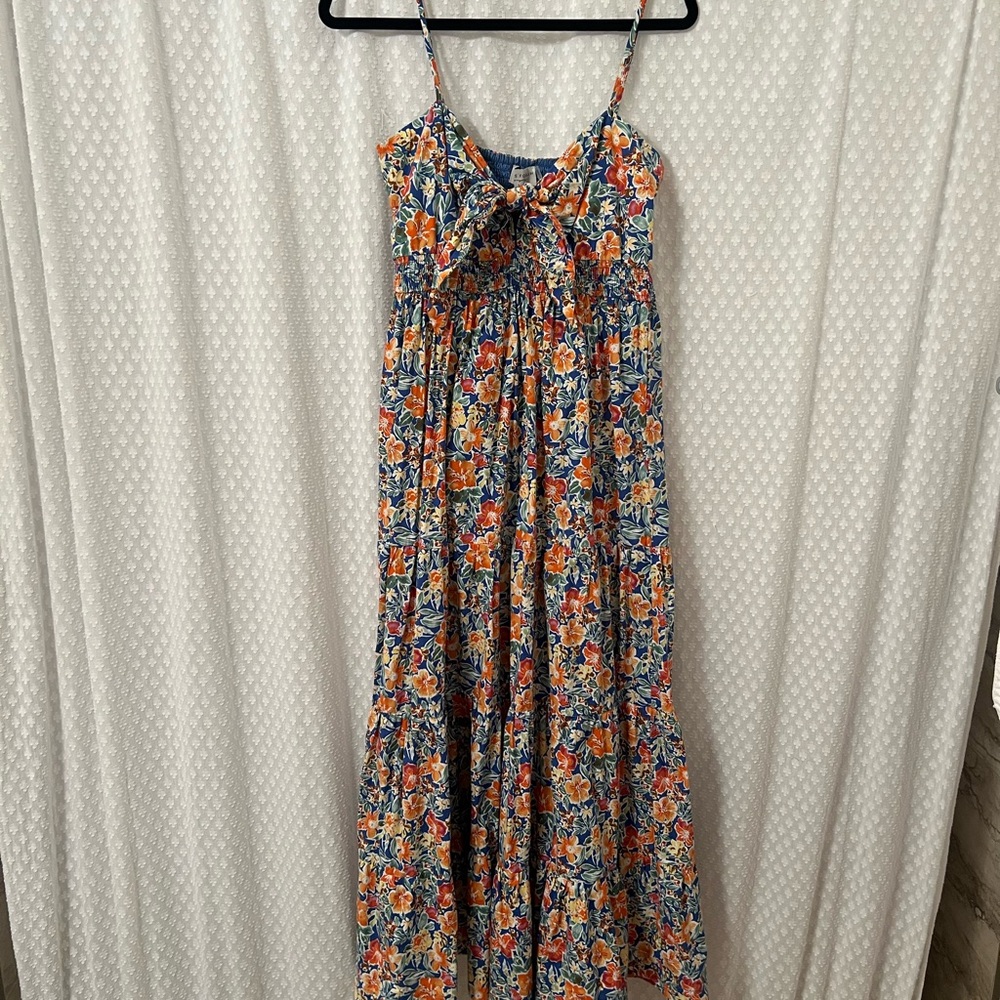 Dress Forum Floral Maxi Dress - Blue, Orange, White